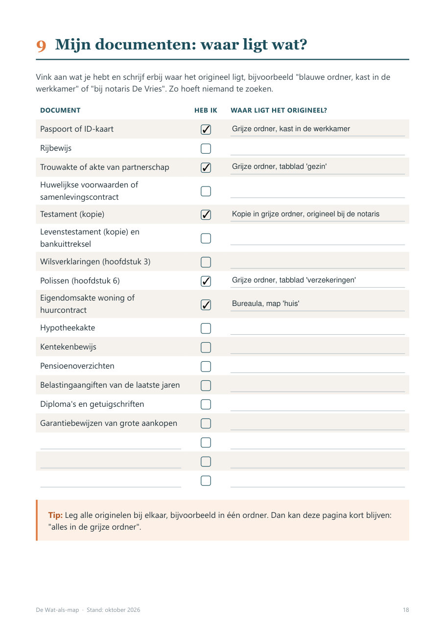 Pagina: mijn documenten